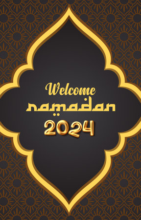 welcome ramadan kareem 2024 banner with black and brown background design 14のイラスト素材