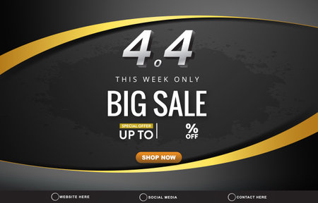 4.4 big sale discount template banner with blank space for product sale with abstract gradient black and grey background design 1のイラスト素材