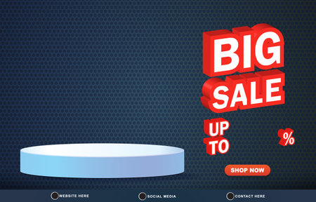 big sale discount template banner with blank space for product sale with abstract gradient blue background designのイラスト素材