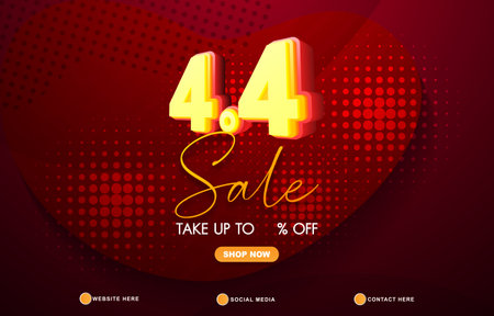 4.4 sale discount template banner with copy space for product sale with abstract gradient dark red background designのイラスト素材