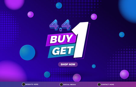 4.4 discount sale template banner with blank space for product sale with abstract gradient purple and blue background design 8のイラスト素材