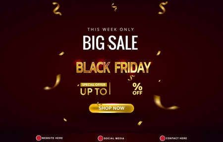 big sale black friday discount template banner with copy space for product sale with abstract gradient dark red background design 02のイラスト素材