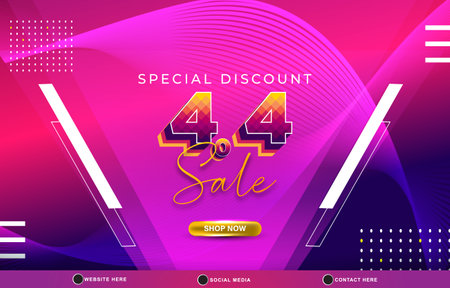 4.4 special discount sale template banner with blank space for product sale with abstract gradient purple and blue background design 4のイラスト素材