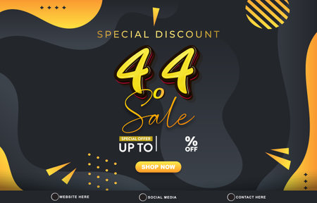 4.4 special discount sale template banner with blank space for product sale with abstract gradient black and orange background design 1のイラスト素材