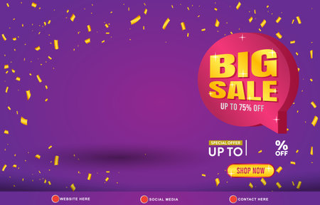 big sale discount template banner with copy space for product sale with abstract gradient purple background design 02のイラスト素材