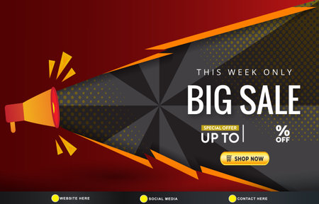 big sale discount template banner with copy space for product sale with abstract gradient red and black background design 047のイラスト素材