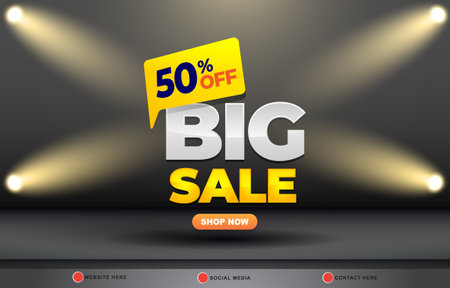 big sale discount template banner with copy space for product sale with abstract gradient black and yellow background design 046のイラスト素材