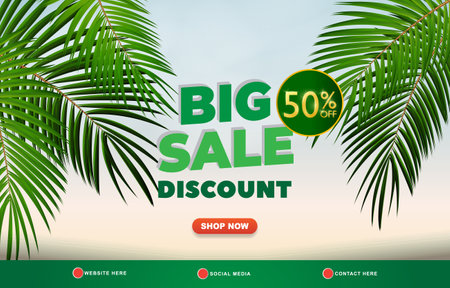 big sale discount template banner with copy space for product sale with abstract gradient green and white background design 05のイラスト素材