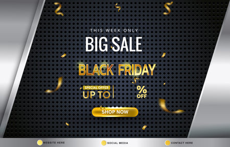 big sale black friday discount template banner with copy space for product sale with abstract gradient black and silver background design 02のイラスト素材