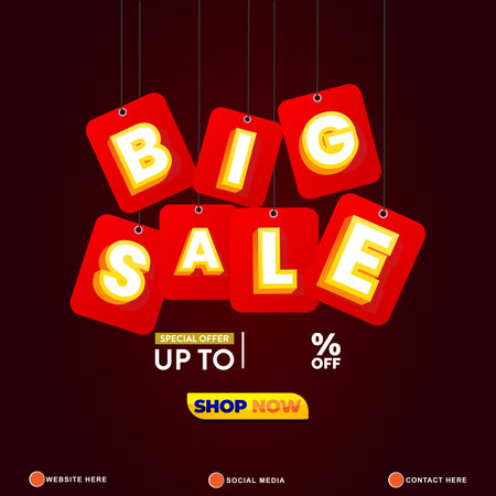 big sale discount template banner with copy space for product sale with abstract gradient red background design 045のイラスト素材