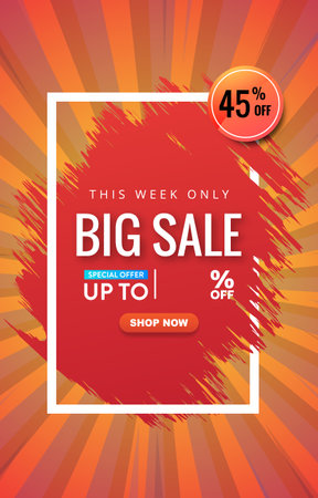 big sale discount template banner with copy space for product sale with abstract gradient red and orange background design 001のイラスト素材