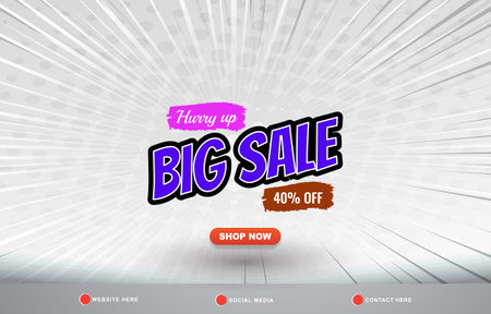 big sale discount template banner with copy space for product sale with abstract gradient white and grey background designのイラスト素材