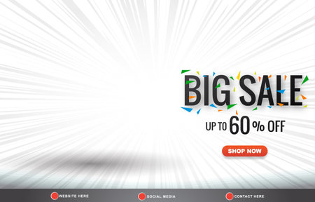 big sale discount template banner with copy space for product sale with abstract gradient white and grey background design 043のイラスト素材