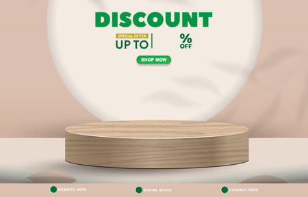 discount sale template banner with copy space 3d podium for product sale with abstract gradient brown and white background design 11のイラスト素材