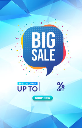 big sale discount template banner with copy space for product sale with abstract gradient blue and white background designのイラスト素材