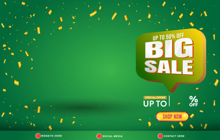 big sale discount template banner with copy space for product sale with abstract gradient green background design 02のイラスト素材