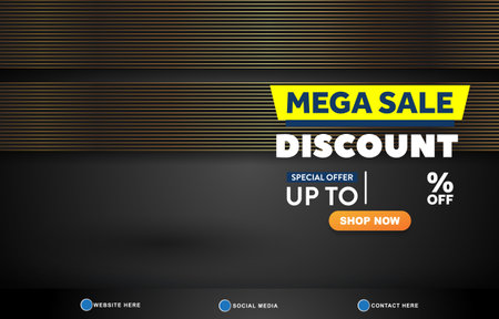 mega big sale discount template banner with copy space for product sale with abstract gradient black background design 7のイラスト素材