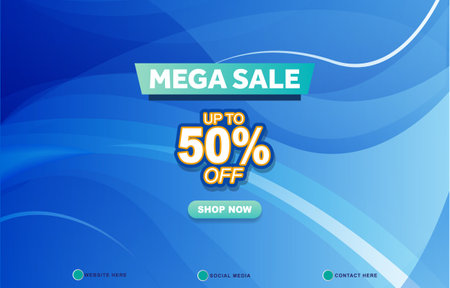mega sale discount template banner with copy space for product sale with abstract gradient blue background design 8のイラスト素材
