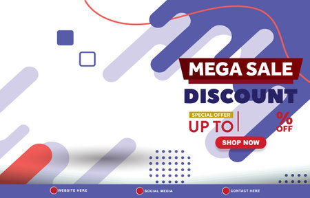 mega sale discount template banner with copy space for product sale with abstract gradient blue and white background design 9のイラスト素材