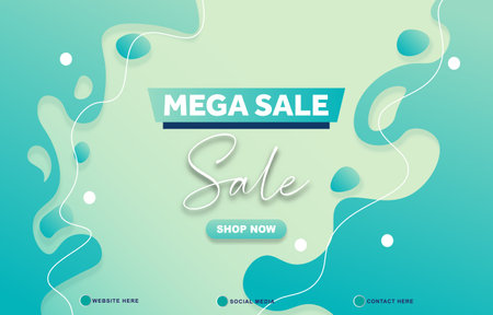 mega sale template banner with copy space for product sale with abstract gradient green and blue background design 7のイラスト素材