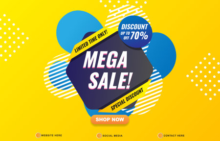 limited mega sale discount template banner with copy space for product sale with abstract gradient yellow background designのイラスト素材