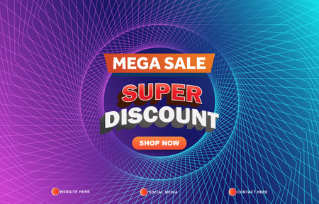 mega sale super discount template banner with copy space for product sale with abstract gradient dark purple and blue background design 11のイラスト素材