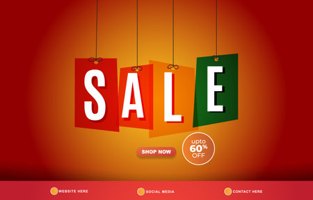 sale discount sale template banner with copy space for product sale with abstract gradient red and orange background design 6のイラスト素材