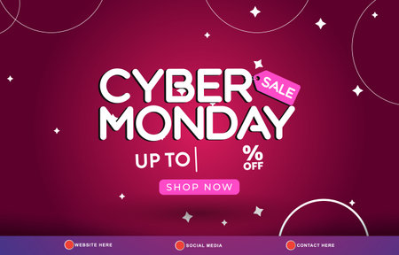cyber monday sale discount template banner with copy space for product sale with abstract gradient purple and red background designのイラスト素材