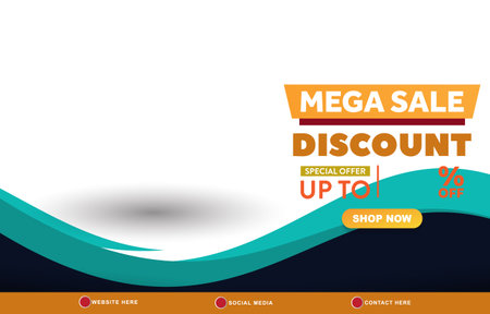 mega sale discount template banner with copy space for product sale with abstract gradient white and blue background design 9のイラスト素材