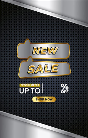 new sale discount template banner with copy space for product sale with abstract gradient black and silver background design 002のイラスト素材