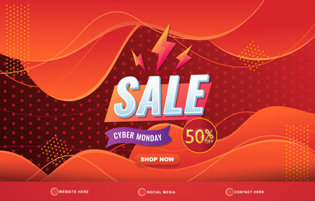 sale cyber monday discount template banner with copy space for product sale with abstract gradient red background design 01のイラスト素材