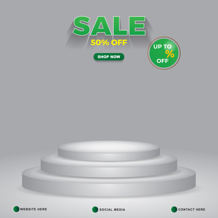 sale discount template banner with copy space 3d podium for product sale with abstract gradient grey background design6のイラスト素材