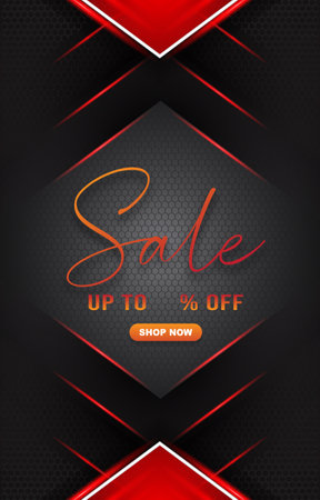 sale discount template banner with blank space for product sale with abstract gradient black and red background designのイラスト素材
