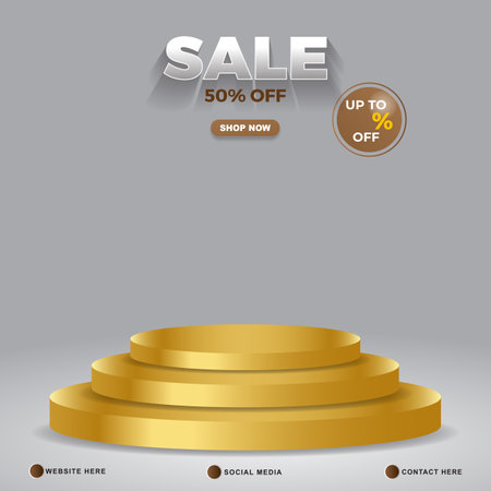 sale discount template banner with copy space 3d podium for product sale with abstract gradient grey background design5のイラスト素材