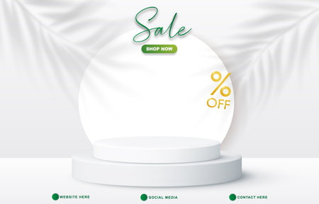 sale discount template banner with copy space 3d podium for product sale with abstract gradient white background design4のイラスト素材