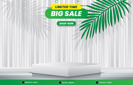 limited big sale discount template banner with blank space for product sale with abstract gradient white and green background designのイラスト素材