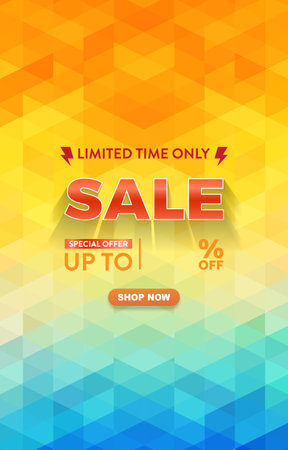 limited sale discount template banner with copy space for product sale with abstract gradient orange and blue background design 3のイラスト素材