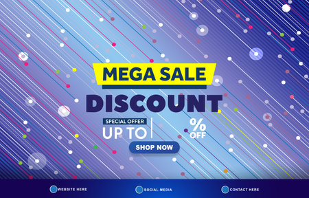 mega big sale discount template banner with copy space for product sale with abstract gradient colorful background design 6のイラスト素材