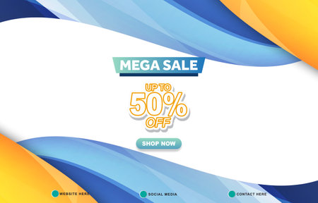 mega sale discount template banner with copy space for product sale with abstract gradient dark white and blue background design 8のイラスト素材