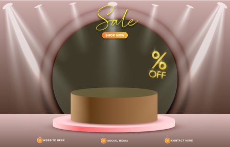 sale discount template banner with copy space 3d podium for product sale with abstract gradient purple background designのイラスト素材
