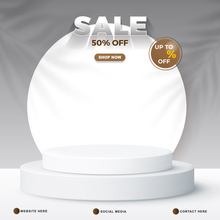 sale discount template banner with copy space 3d podium for product sale with abstract gradient grey background design4のイラスト素材