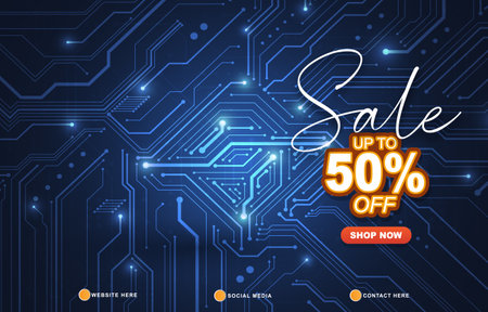 sale discount template banner with copy space for product sale with abstract gradient dark blue background design 012のイラスト素材