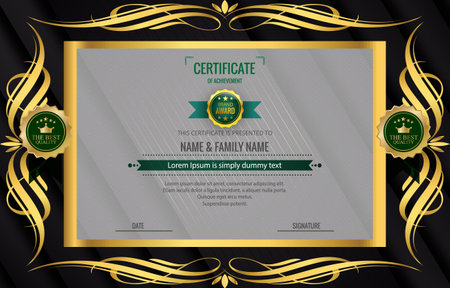 modern best award certificate for achievement and appreciation reward with blank space abstract gradient black and golden background designのイラスト素材