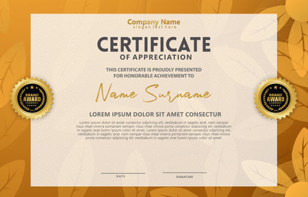 modern best award season certificate for archievement and appreciation blank space template with abstract gradient orange background designのイラスト素材