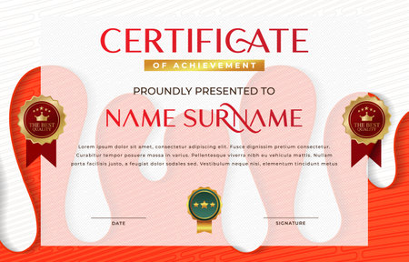 modern best award certificate for achievement and appreciation reward with blank space abstract gradient red and white background design 6のイラスト素材