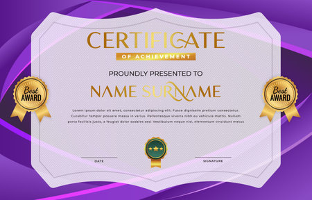 modern best award certificate for achievement and appreciation reward with blank space abstract gradient purple and white background design 14のイラスト素材