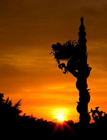 Dragon statue silhouettedの写真素材