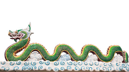 Naga statue in Thai temple, isolated on white backgroundの写真素材
