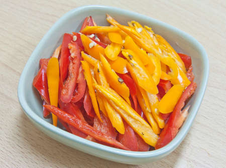 slice chili in a cupの写真素材