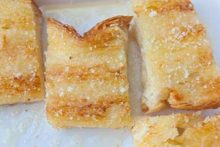 Closeup on crunchy toasted sugar bread